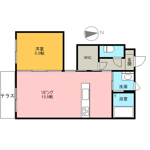 シャーメゾン愛宕A棟(1LDK/1階)の間取り写真