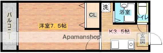 メイプルⅢ(1K/2階)の間取り写真