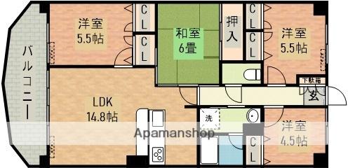 フォーレツインキャッスル(4LDK/13階)の間取り写真