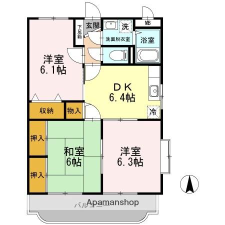 柳原マンションⅡ(3DK/2階)の間取り写真