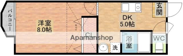メイプル(1DK/2階)の間取り写真