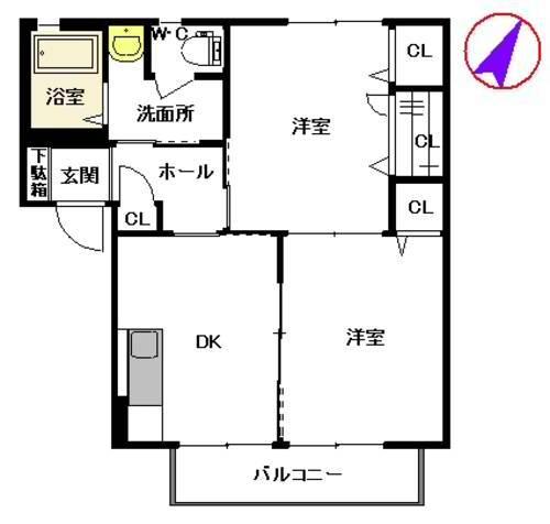 シャーメゾンカメリア(2K/2階)の間取り写真