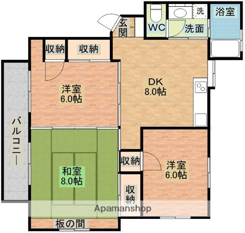 ハイツ昭和台A棟(3DK/2階)の間取り写真