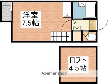 アメニティ葉山(ワンルーム/2階)の間取り写真