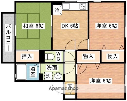 セジュール夢彩都A(3DK/2階)の間取り写真