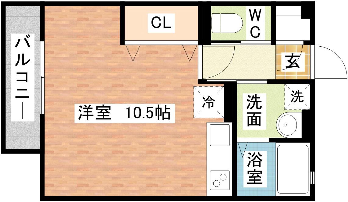 シエルガーデン(ワンルーム/1階)の間取り写真