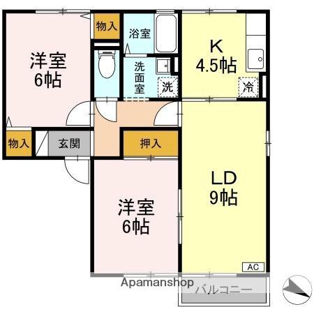 リバーサイドK(2LDK/1階)の間取り写真