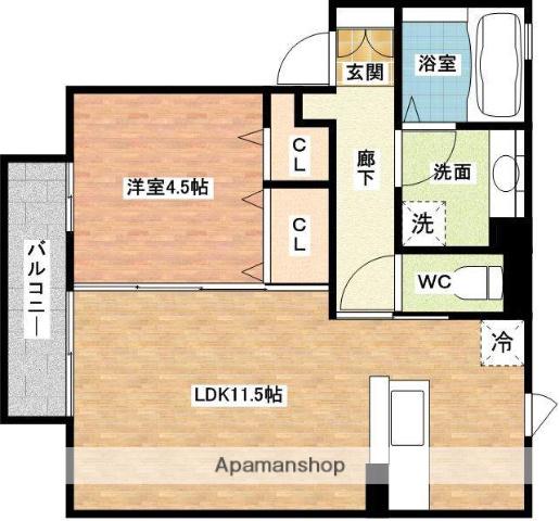 ヴェルジェ矢上(1LDK/2階)の間取り写真