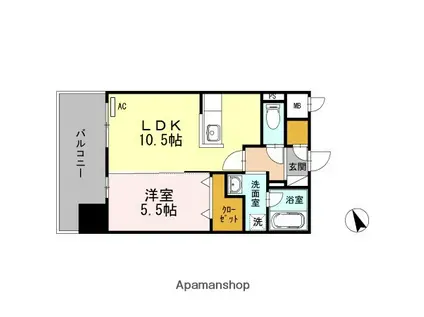 ABITI浜町(1LDK/2階)の間取り写真