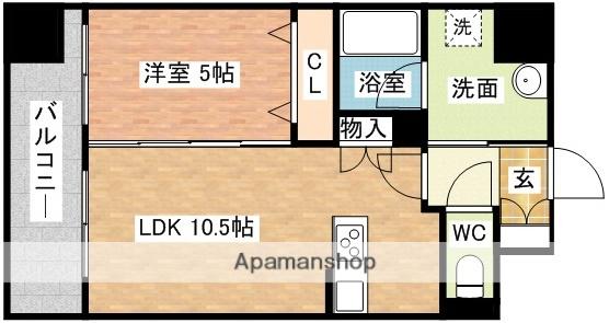 ABITI浜町(1LDK/3階)の間取り写真