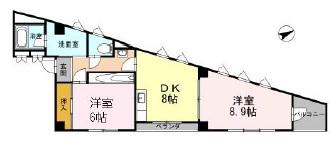 リバーサイド西山(2DK/4階)の間取り写真