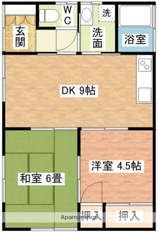 グレープハイツ(2DK/1階)の間取り写真