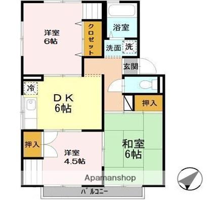 プレジール泉B(3DK/2階)の間取り写真