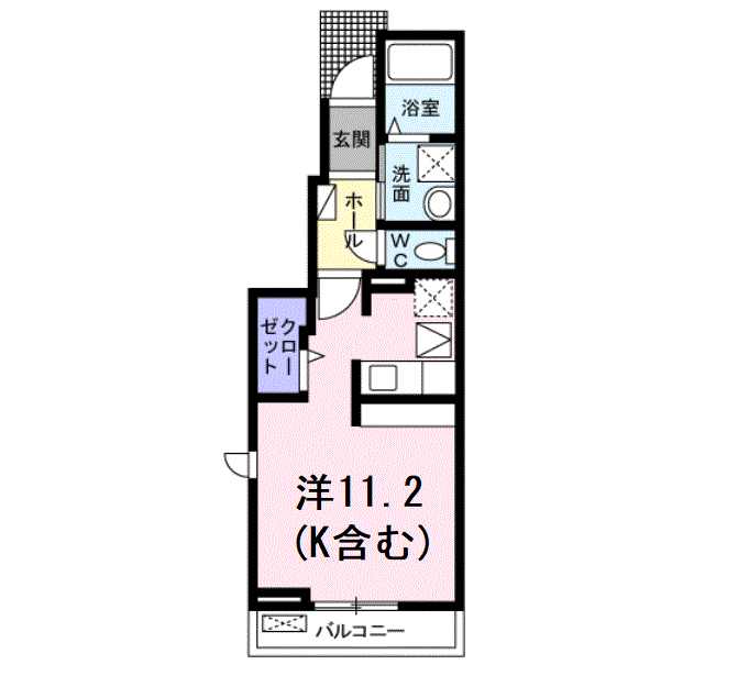 メゾン・カレⅡ(ワンルーム/1階)の間取り写真
