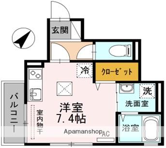 K・フィールド(ワンルーム/1階)の間取り写真