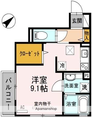 カーサアレテオ(ワンルーム/1階)の間取り写真