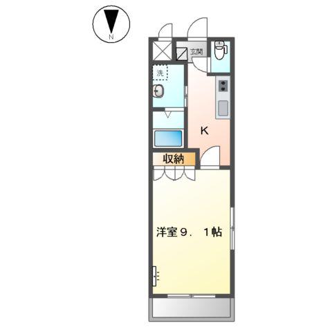 サニーヒルズ出雲(1K/2階)の間取り写真