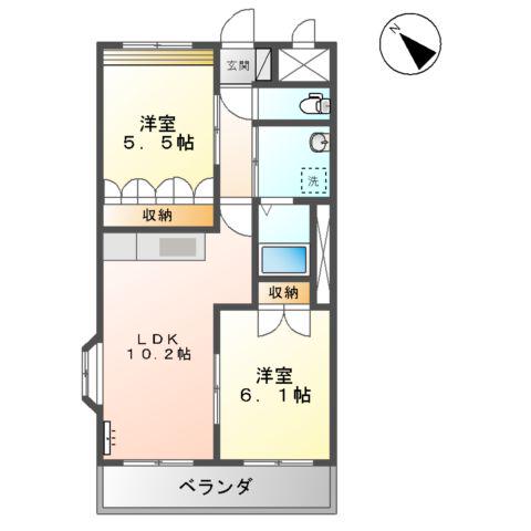 パインホームズ川平(2LDK/2階)の間取り写真