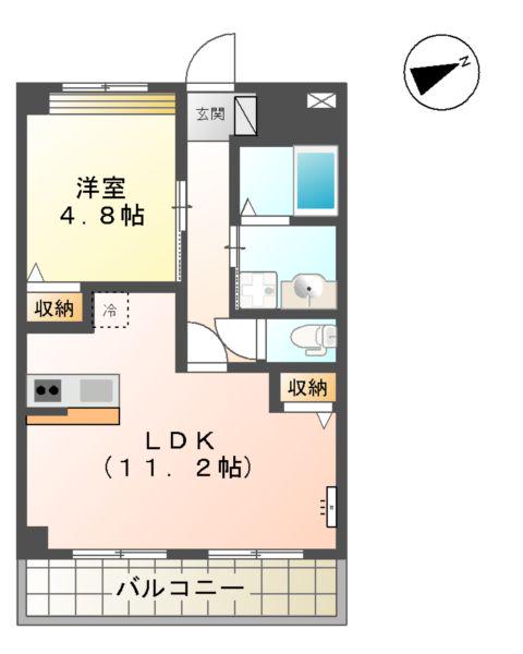 エルシェアート(1LDK/1階)の間取り写真