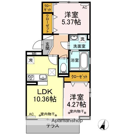 令京ヒラキ(2LDK/1階)の間取り写真