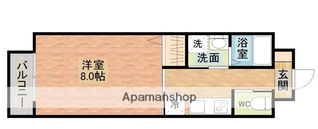 エヴァーグリーン思案橋(1K/8階)の間取り写真