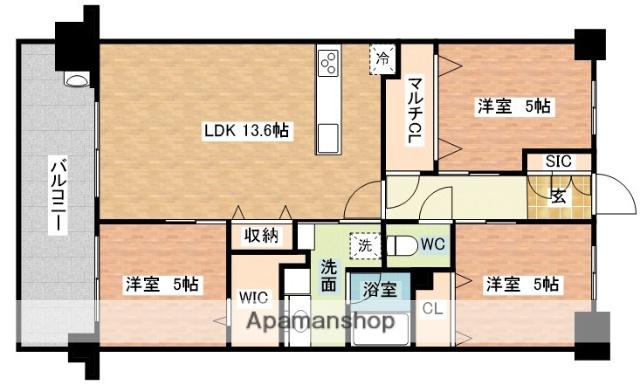 アルファステイツ滑石Ⅱ(3LDK/7階)の間取り写真