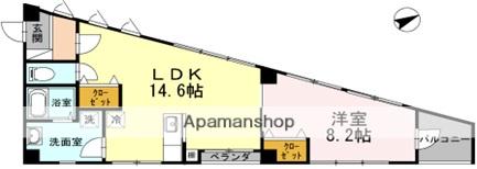 リバーサイド西山(1LDK/2階)の間取り写真