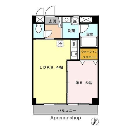 プラスパー築町(1LDK/4階)の間取り写真