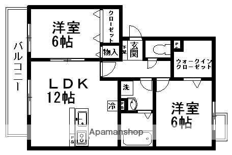 リビングタウン長与Ⅱ(2LDK/3階)の間取り写真