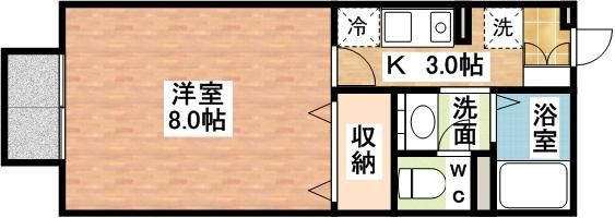 まなび野壱番館(1K/2階)の間取り写真