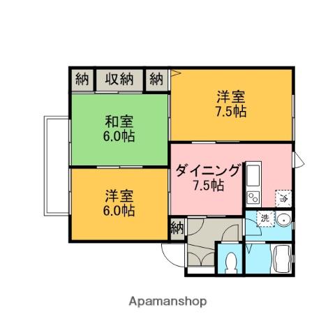 フォレストガーデン(3DK/1階)の間取り写真