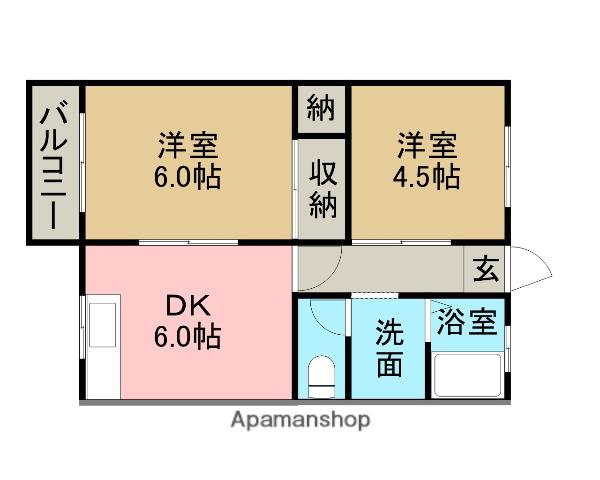 コーポ西風Ⅰ(2DK/1階)の間取り写真