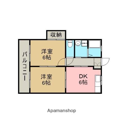 ハーモニーイン広田(2DK/2階)の間取り写真