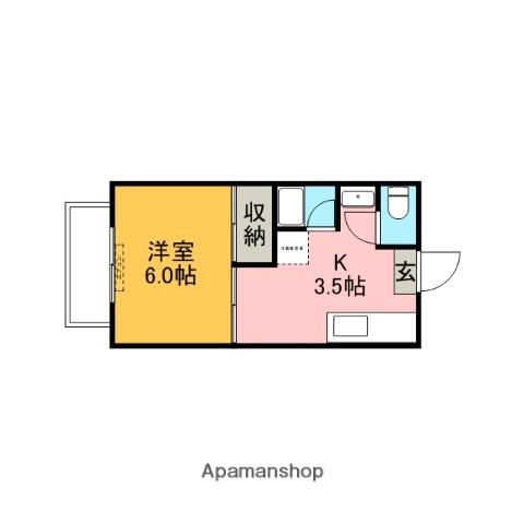 ラシャンブル(1K/2階)の間取り写真