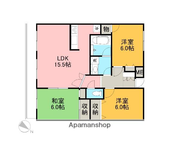 パレメール(3LDK/5階)の間取り写真