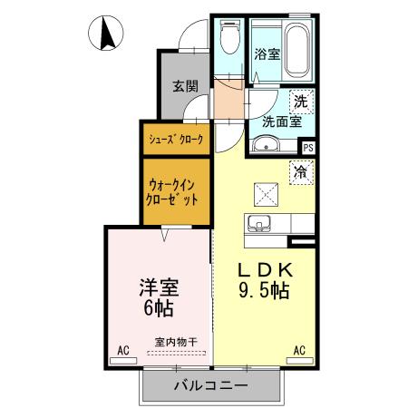 メルベーユ大和(1LDK/1階)の間取り写真