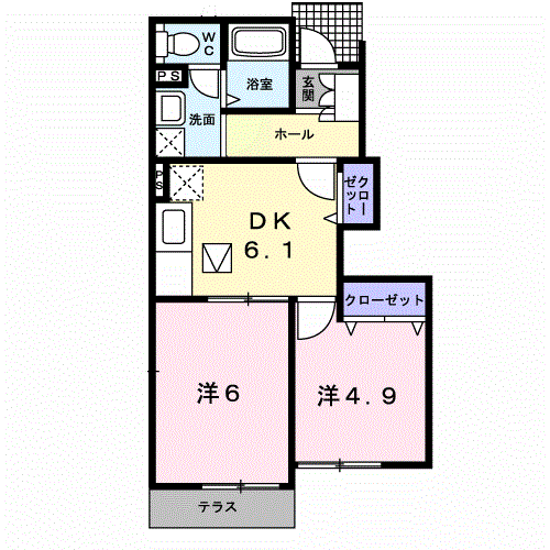 クレストールS.K・Ⅰ(2DK/1階)の間取り写真