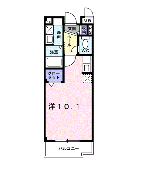 サニーウィング早岐(ワンルーム/1階)の間取り写真