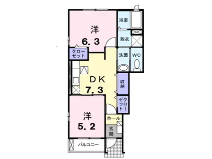 フォーリスト・NB(2DK/1階)の間取り写真