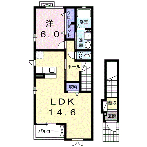 坂ノ上ガーデン(1LDK/2階)の間取り写真