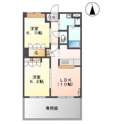 メゾン・フェルベール(2LDK/1階)の間取り写真