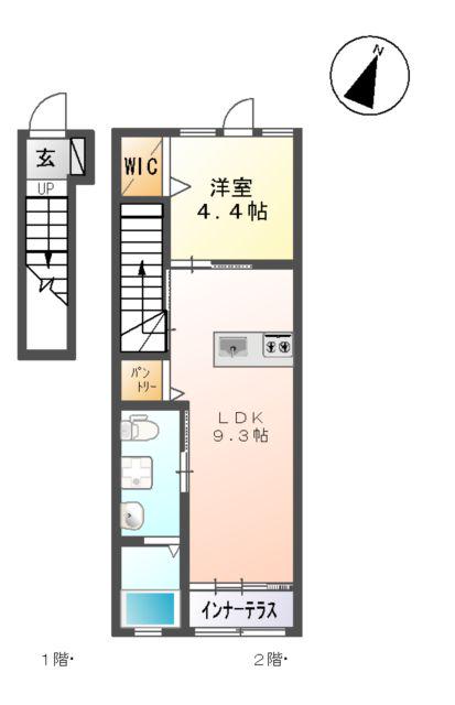 レヴァータ山澄(1LDK/2階)の間取り写真