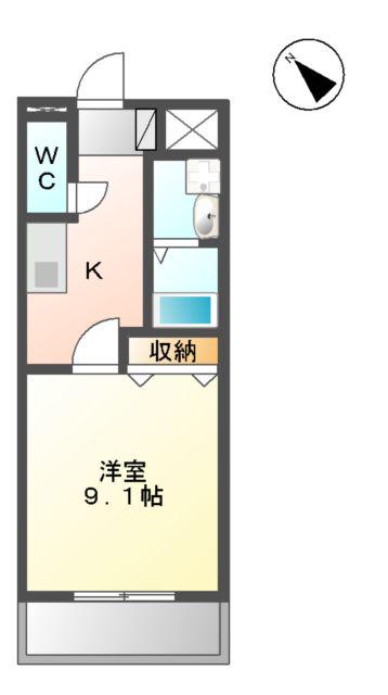 フォレストハイ(1K/1階)の間取り写真