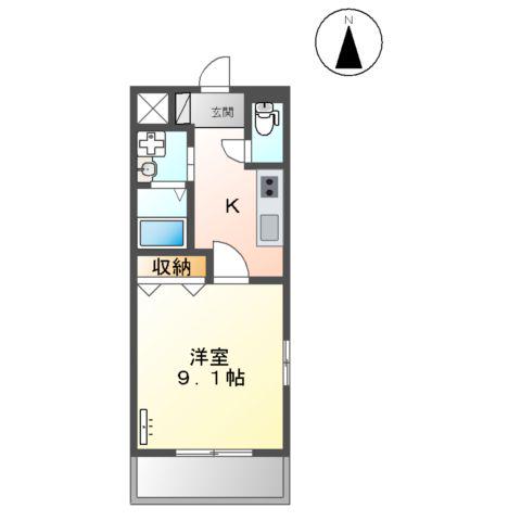 TWINKLE広田(1K/2階)の間取り写真