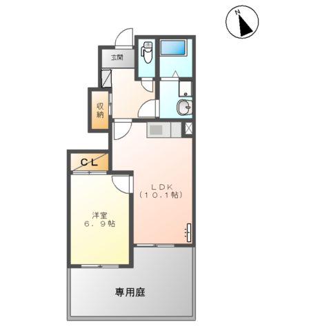 アンフィール(1LDK/1階)の間取り写真