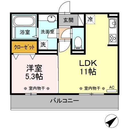 佐世保線 日宇駅 徒歩25分 3階建 築5年(1LDK/3階)の間取り写真