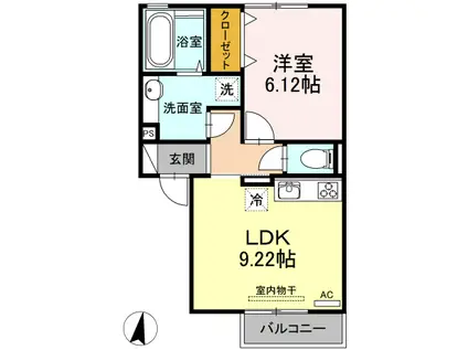 フェリス(1LDK/2階)の間取り写真