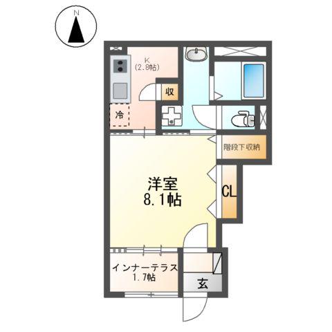 サニーハイツ広田南(1K/1階)の間取り写真