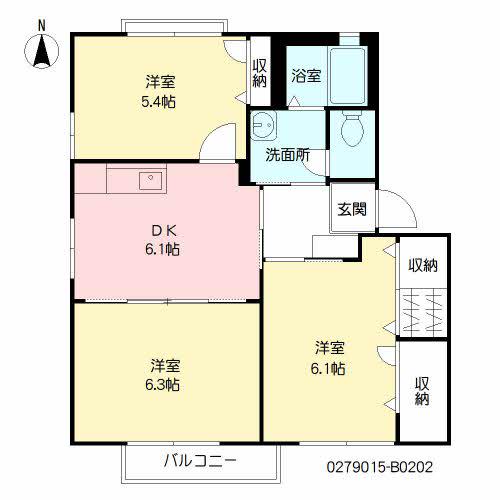 ビバブルエクティⅡ(3DK/2階)の間取り写真