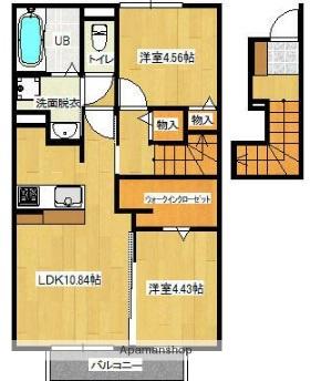 ラフォーレ ソレイユ(2LDK/2階)の間取り写真